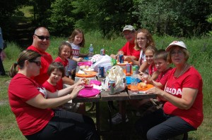 Enjoying a barbecue lunch!
